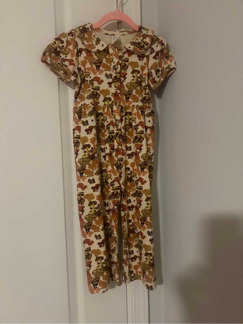 Toddler Cream Mushroom Print Short-Sleeve Romper